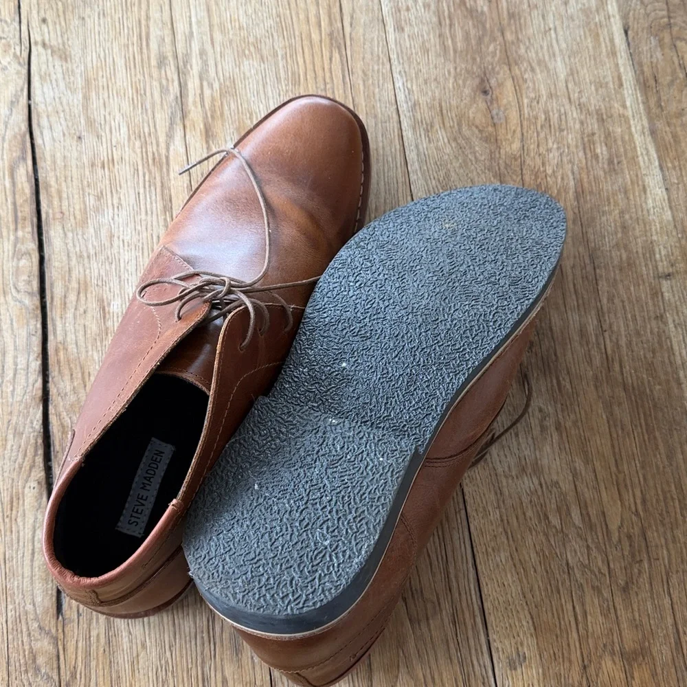 Steve Madden mens Hestonn Chukka lace up leather ankle shoe boot size 16 camel - Picture 4 of 7